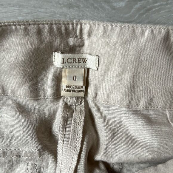 J. Crew Linen Pleasted Wide Waisted Pants in Light Khaki Size 0 Nwot - Picture 7 of 8